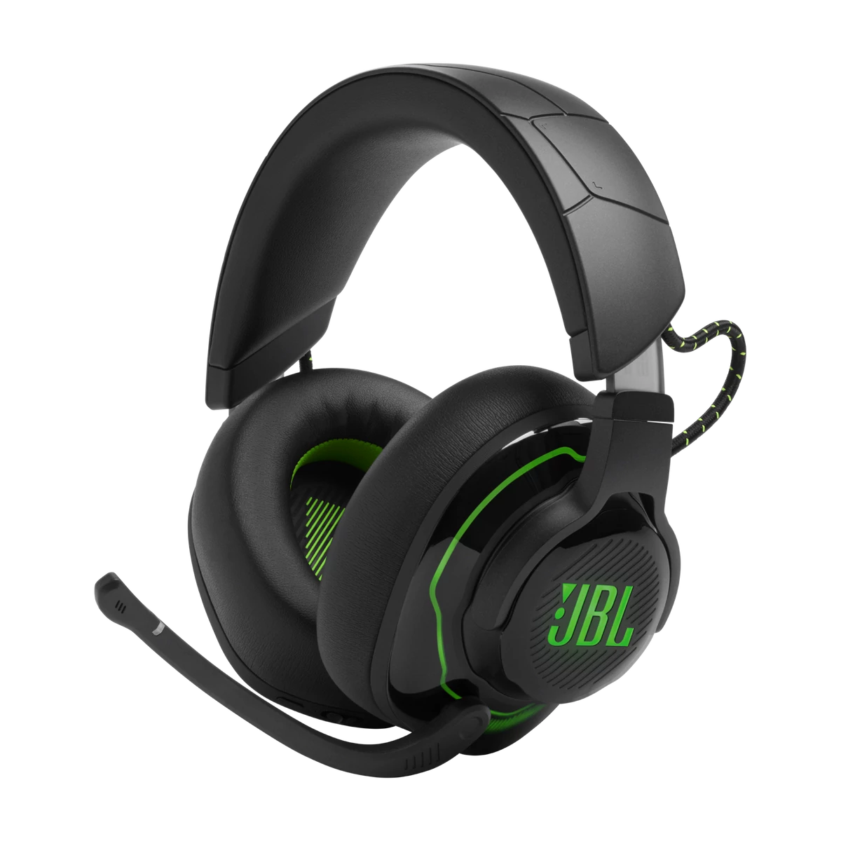 JBL Quantum 910X Gamer, zajszűrős, vezeték nélküli fejhallgató, fekete/zöld