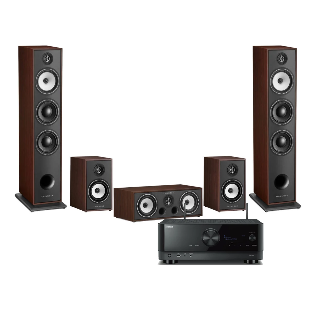 Yamaha RX-V6A + Triangle Borea BR08 5.0 házimozi szett, dió