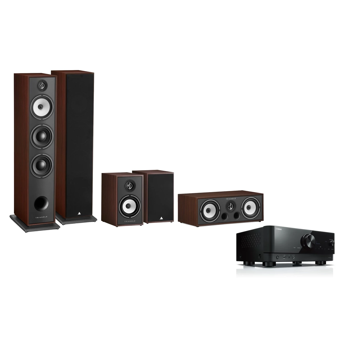 Yamaha RX-V4A + Triangle Borea BR08 5.0 házimozi szett, dió